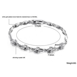 Pulseira Feminina De Titânio Com Revestimento De Platina Fácil De Usar