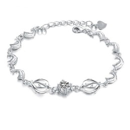 Pulseira De Titânio Banhada A Platina Em Formato De Golfinho Feminino Da Rainha Da Qualidade