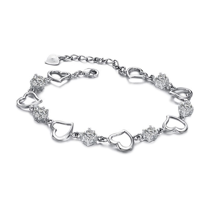 Pulseira Feminina De Alta Qualidade Em Titânio Com Revestimento Em Platina E Diamante Pulseira Feminina De Alta Qualidade Em Titânio Com Revestimento Em Platina E Diamante