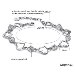 Pulseira Feminina De Alta Qualidade Em Titânio Com Revestimento Em Platina E Diamante