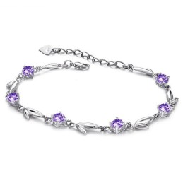 Pulseira Feminina De Titânio Com Banho De Platina Roxa E Diamante, De Renome Mundial