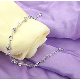 Pulseira Feminina De Titânio Com Banho De Platina Roxa E Diamante, De Renome Mundial