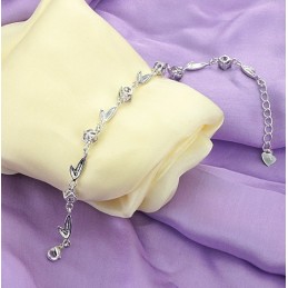 Pulseira Feminina De Titânio Com Banho De Platina Roxa E Diamante, De Renome Mundial