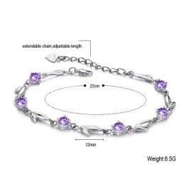 Pulseira Feminina De Titânio Com Banho De Platina Roxa E Diamante, De Renome Mundial