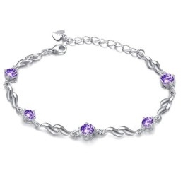 Pulseira Feminina De Titânio Com Banho De Platina Roxa E Diamante, Qualidade E Quantidade Garantidas