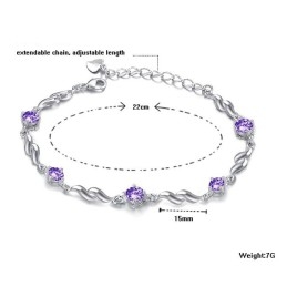 Pulseira Feminina De Titânio Com Banho De Platina Roxa E Diamante, Qualidade E Quantidade Garantidas
