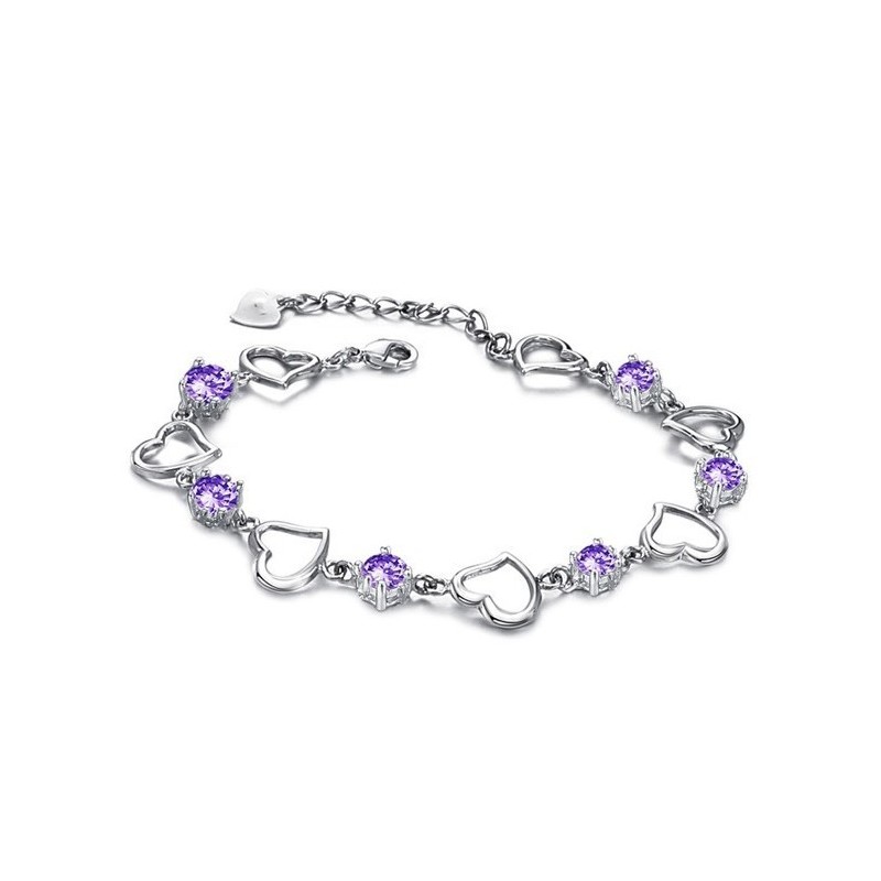 Pulseira De Titânio Feminina Elegante E Confiável Com Revestimento De Platina E Diamante Roxo Pulseira De Titânio Feminina Elegante E Confiável Com Revestimento De Platina E Diamante Roxo