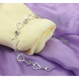 Pulseira De Titânio Feminina Elegante E Confiável Com Revestimento De Platina E Diamante Roxo