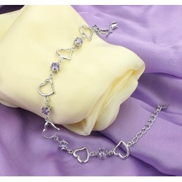 Pulseira De Titânio Feminina Elegante E Confiável Com Revestimento De Platina E Diamante Roxo