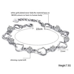 Pulseira De Titânio Feminina Elegante E Confiável Com Revestimento De Platina E Diamante Roxo