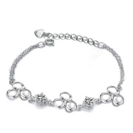 Pulseira Feminina De Titânio Com Revestimento De Platina De Qualidade Superior E Cristal Roxo