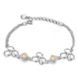 Pulseira Feminina De Titânio Com Revestimento De Platina De Qualidade Superior E Cristal Roxo