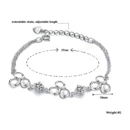 Pulseira Feminina De Titânio Com Revestimento De Platina De Qualidade Superior E Cristal Roxo