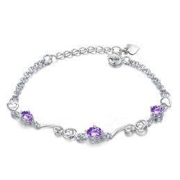 Pulseira Feminina De Titânio Com Revestimento De Platina Roxa De Alta Qualidade E Diamante