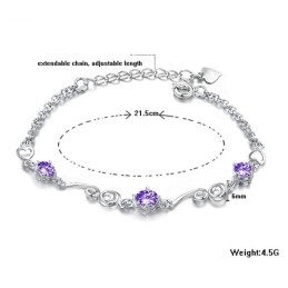Pulseira Feminina De Titânio Com Revestimento De Platina Roxa De Alta Qualidade E Diamante