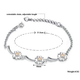 Pulseira Feminina De Titânio Com Banho De Platina E Qualidade Garantida