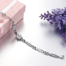 Pulseira Feminina De Qualidade Em Formato De Flor De Ameixa, Banhada Em Platina E Titânio Com Diamante