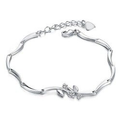 Pulseira Feminina De Titânio Com Revestimento De Platina E Strass De Qualidade Confiável