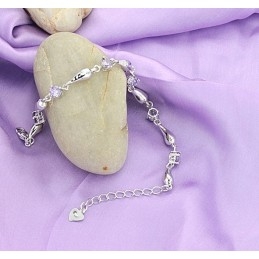 Pulseira Feminina De Titânio Com Revestimento De Platina Roxa E Diamante, Durável Em Uso