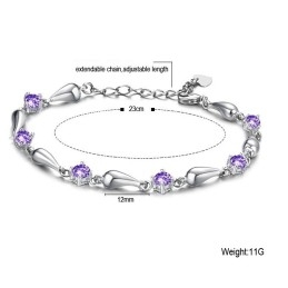 Pulseira Feminina De Titânio Com Revestimento De Platina Roxa E Diamante, Durável Em Uso