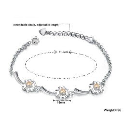 Pulseira De Titânio Com Revestimento De Platina E Diamante Em Formato De Trevo Feminino De Desempenho Confiável