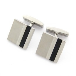 Abotoaduras Quadradas De Titânio E Esmalte Preto