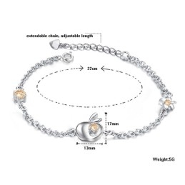 Pulseira Feminina De Titânio Com Revestimento De Platina Vazada E Strass, De Reputação Confiável