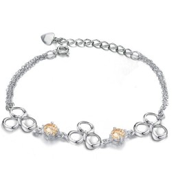 Pulseira Feminina De Titânio Com Revestimento De Platina E À Prova De Desbotamento, Grande Variedade