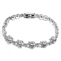 Pulseira Feminina De Titânio Com Revestimento Em Platina E Formato De Trevo Com Qualidade E Quantidade Garantidas