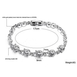 Pulseira Feminina De Titânio Com Revestimento Em Platina E Formato De Trevo Com Qualidade E Quantidade Garantidas