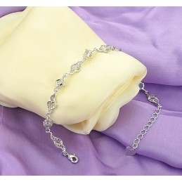 Pulseira Feminina De Titânio Com Revestimento De Platina Vazada De Qualidade Superior Com Strass