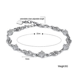 Pulseira Feminina De Titânio Com Revestimento De Platina Vazada De Qualidade Superior Com Strass