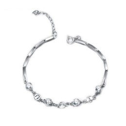 Pulseira Feminina De Titânio Com Banho De Platina E Strass, A Rainha Da Qualidade