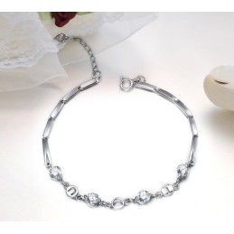 Pulseira Feminina De Titânio Com Banho De Platina E Strass, A Rainha Da Qualidade