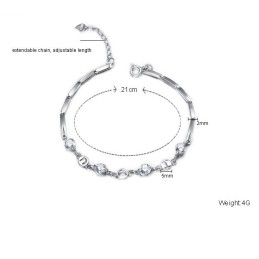 Pulseira Feminina De Titânio Com Banho De Platina E Strass, A Rainha Da Qualidade