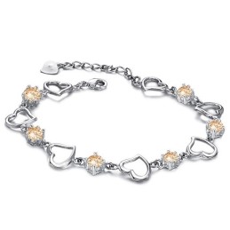 Pulseira De Titânio Com Banho De Platina E Diamantes, Rainha Da Qualidade Feminina