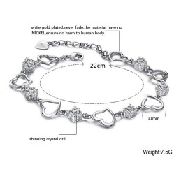 Pulseira De Titânio Com Banho De Platina E Diamantes, Rainha Da Qualidade Feminina