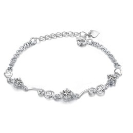 Pulseira De Titânio Com Revestimento De Platina Feminina De Qualidade Estável E Strass