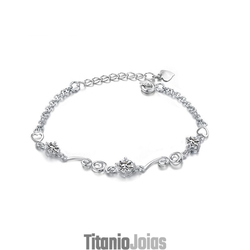 Pulseira De Titânio Com Revestimento De Platina Feminina De Qualidade Estável E Strass Pulseira De Titânio Com Revestimento De Platina Feminina De Qualidade Estável E Strass