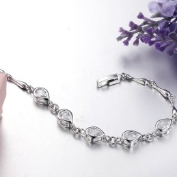 Pulseira Feminina De Titânio Com Revestimento De Platina De Alta Qualidade E Diamante