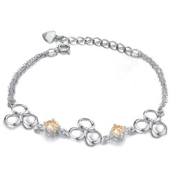 Pulseira Feminina De Titânio Com Banho De Platina E Diamante Com Qualidade E Quantidade Garantidas