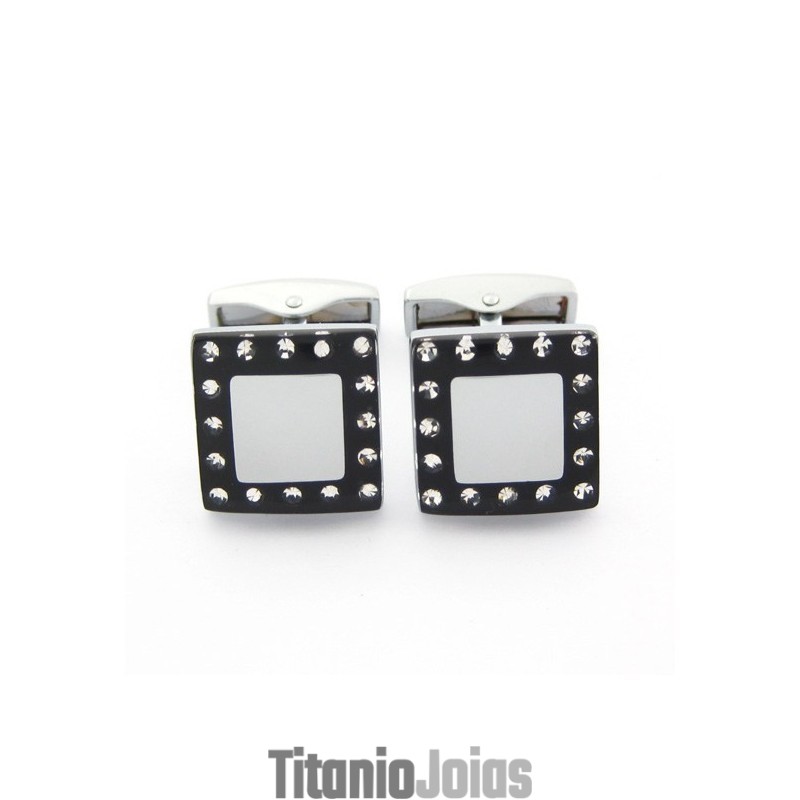 Abotoaduras Banhadas A Titânio E Ip Preto Com Diamantes Abotoaduras Banhadas A Titânio E Ip Preto Com Diamantes