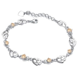 Pulseira Feminina De Titânio Com Revestimento De Platina E Diamante, Durável Em Uso