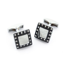 Abotoaduras Banhadas A Titânio E Ip Preto Com Diamantes