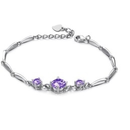 Pulseira De Titânio Com Revestimento De Platina Roxa Feminina De Qualidade Estável Com Diamante