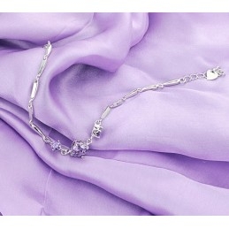 Pulseira De Titânio Com Revestimento De Platina Roxa Feminina De Qualidade Estável Com Diamante