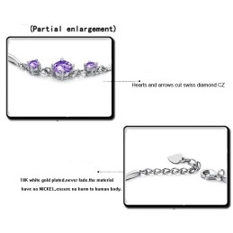 Pulseira De Titânio Com Revestimento De Platina Roxa Feminina De Qualidade Estável Com Diamante