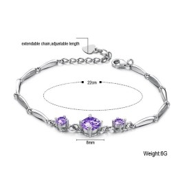 Pulseira De Titânio Com Revestimento De Platina Roxa Feminina De Qualidade Estável Com Diamante