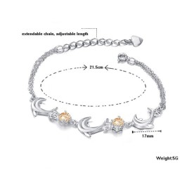 Pulseira De Titânio Banhada A Platina Em Formato De Golfinho Feminino De Alta Qualidade Com Diamante