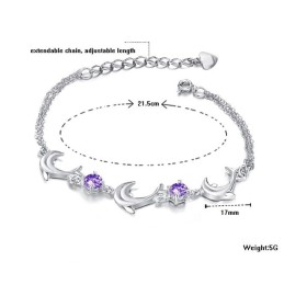 Pulseira De Titânio Banhada A Platina Em Formato De Golfinho Feminino De Alta Qualidade Com Diamante